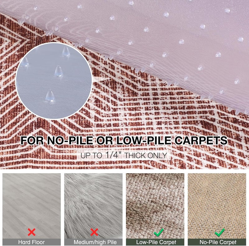 FUNMAT Chair Mat for Carpet, 45" x 53" Easy Glide Desk Chair Mat for Carpeted Floors, Beveled Edge Vinyl Mat with Grips, Heavy Duty Carpet Protector for Home Office, Clear(with Lip) - Image 3